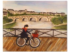 Girl with Bicycle on Le Pont Neuf